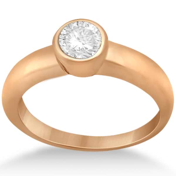 Bezel-Set Solitaire Engagement Ring Setting in 18k Rose Gold