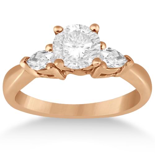Three Stone Pear Shaped Diamond Engagement Ring 18k Rose Gold (0.50ct)