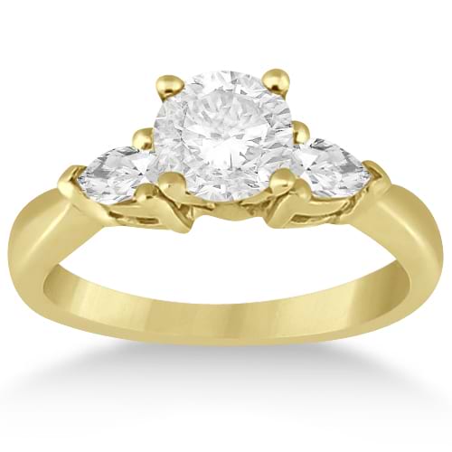 Three Stone Pear Shaped Diamond Engagement Ring 18k Yellow Gold (0.50ct)