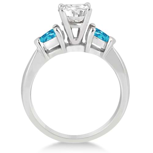 Pear Cut Three Stone Blue Topaz Engagement Ring 14k White Gold 0.50ct ...