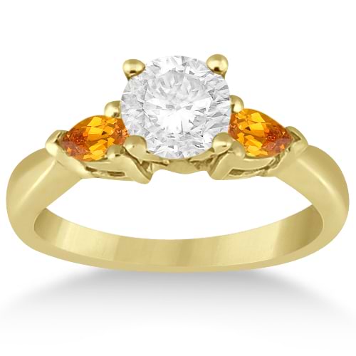 Pear Cut Three Stone Citrine Engagement Ring 14k Yellow Gold (0.50ct)