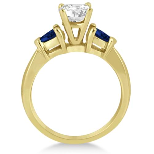 Pear Three Stone Blue Sapphire Engagement Ring 14k Yellow Gold (0.50ct)