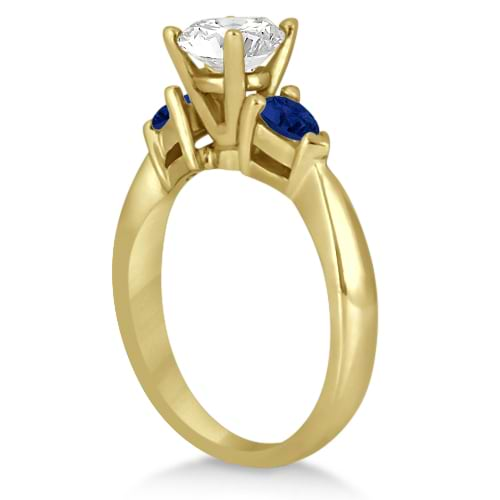 Pear Three Stone Blue Sapphire Engagement Ring 14k Yellow Gold (0.50ct)