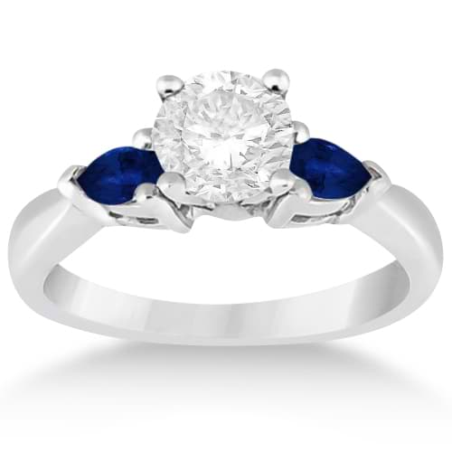 Pear Cut Three Stone Blue Sapphire Engagement Ring Palladium (0.50ct)
