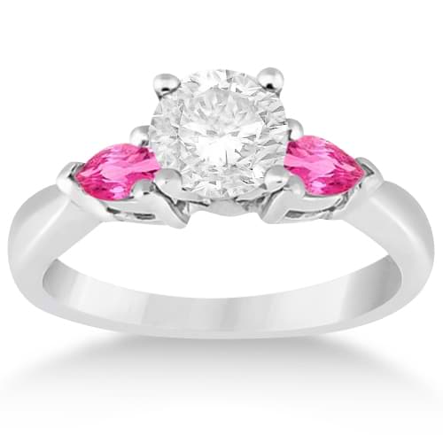 Three Stone Pink Sapphire Engagement Ring Platinum (0.50ct)