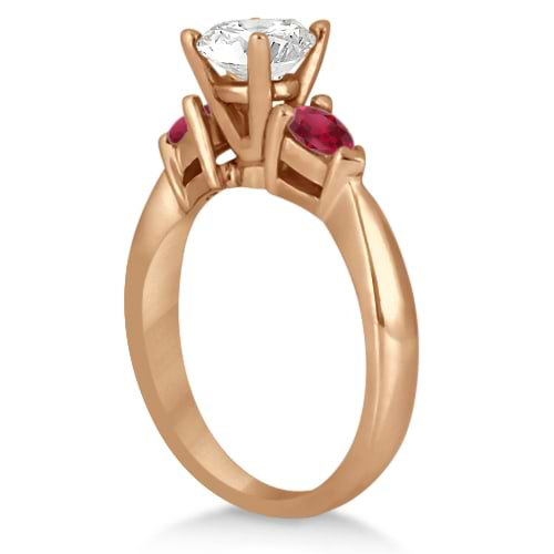 Pear Cut Three Stone Ruby Engagement Ring 14k Rose Gold (0.50ct)