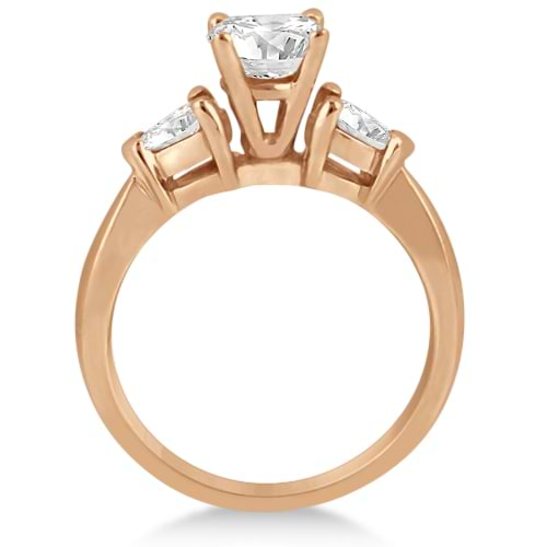 Three Stone Pear Shaped Lab Diamond Engagement Ring 18k Rose Gold (0.50ct)