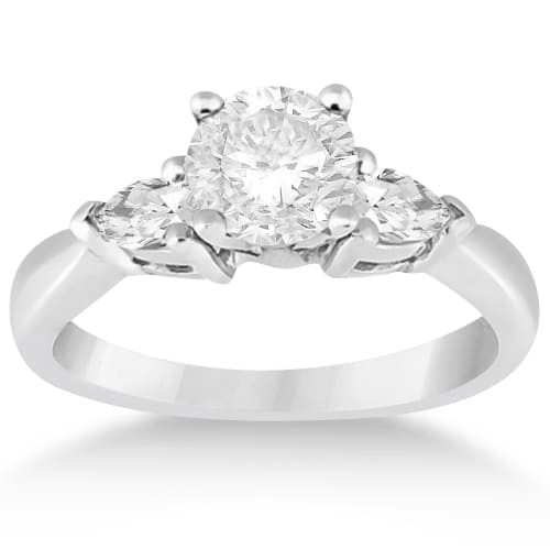 Three Stone Pear Shaped Diamond Engagement Ring Platinum (0.50ct)