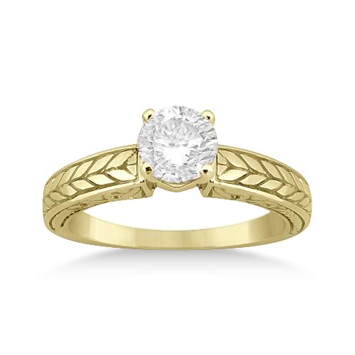 Vintage Solitaire Engagement Ring Setting 14k Yellow Gold