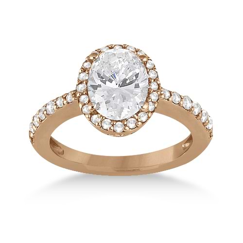 Oval Halo Diamond Engagement Ring Setting 18k Rose Gold (0.36ct)