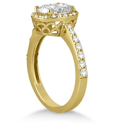 Oval Halo Diamond Engagement Ring Setting 18k Yellow Gold (0.36ct)