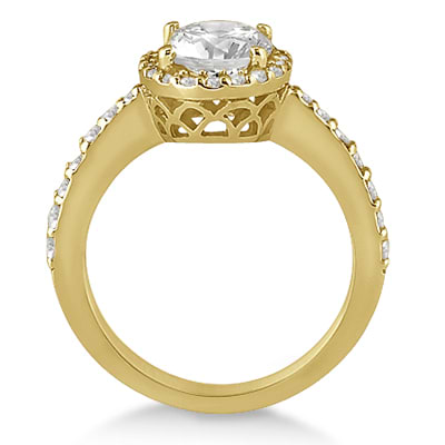 Oval Halo Diamond Engagement Ring Setting 18k Yellow Gold (0.36ct)