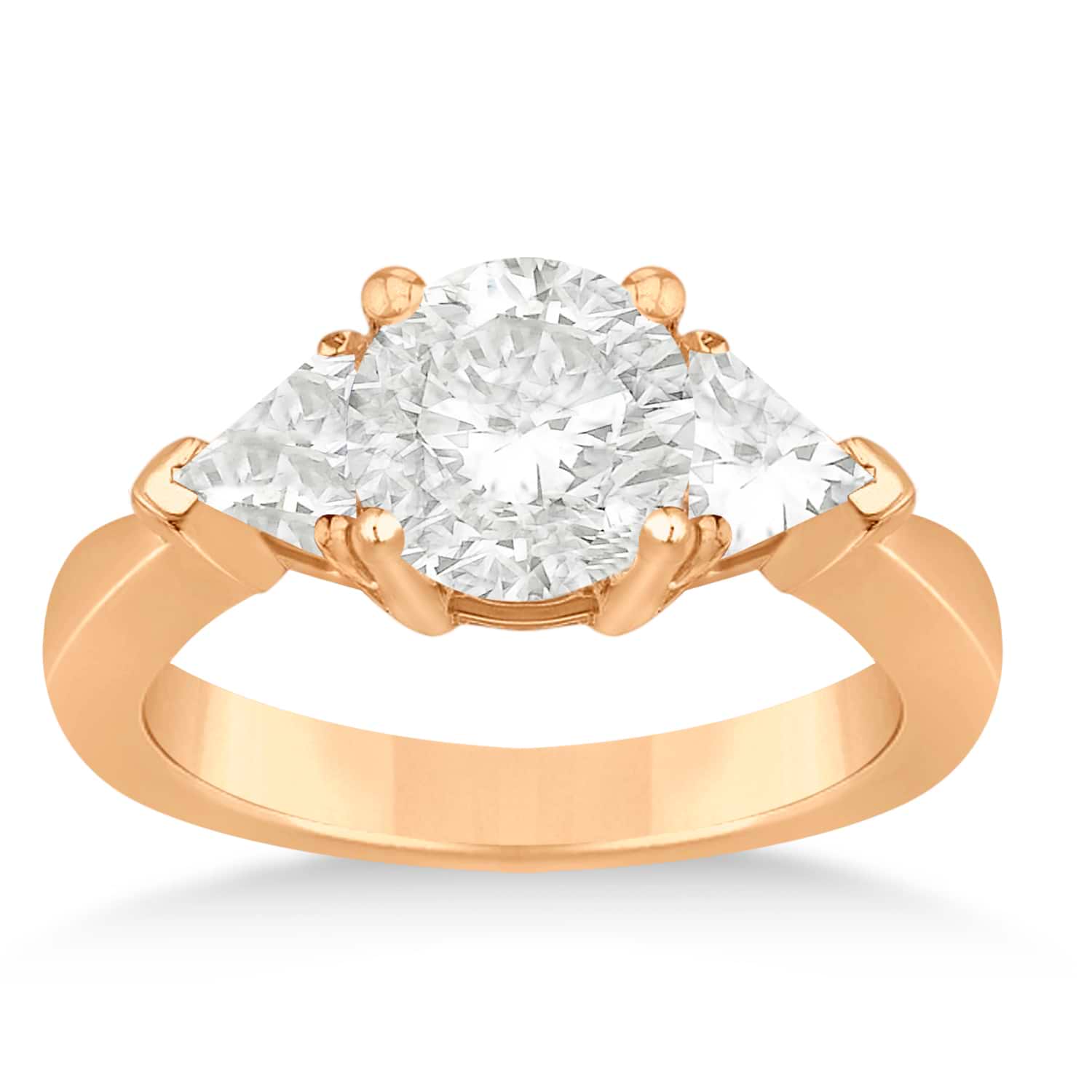 Lab Diamond Trilliant Three Stone Engagement Ring 14k Rose Gold (0.70ct)