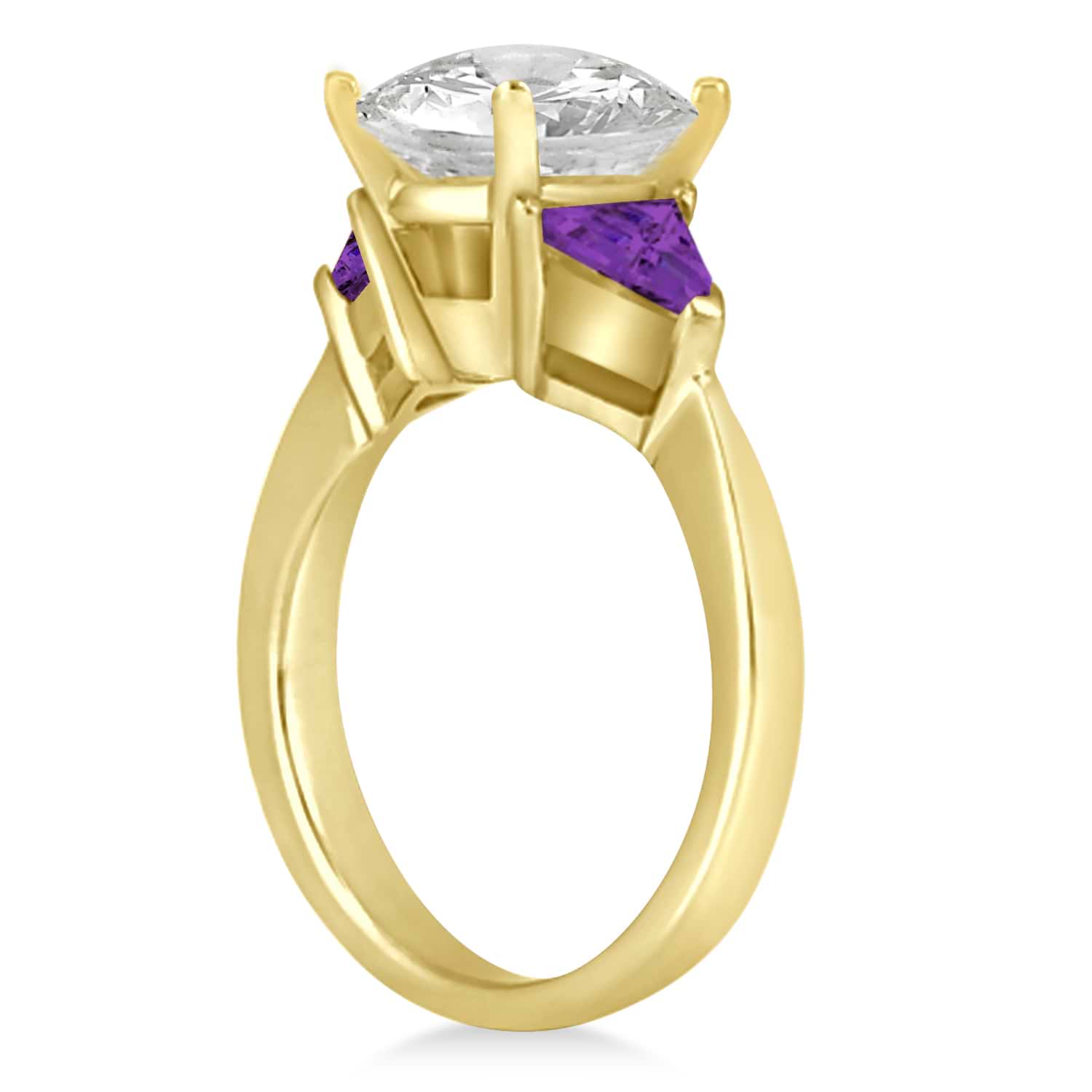 Amethyst Three Stone Trilliant Engagement Ring 14k Yellow Gold (0.70ct)