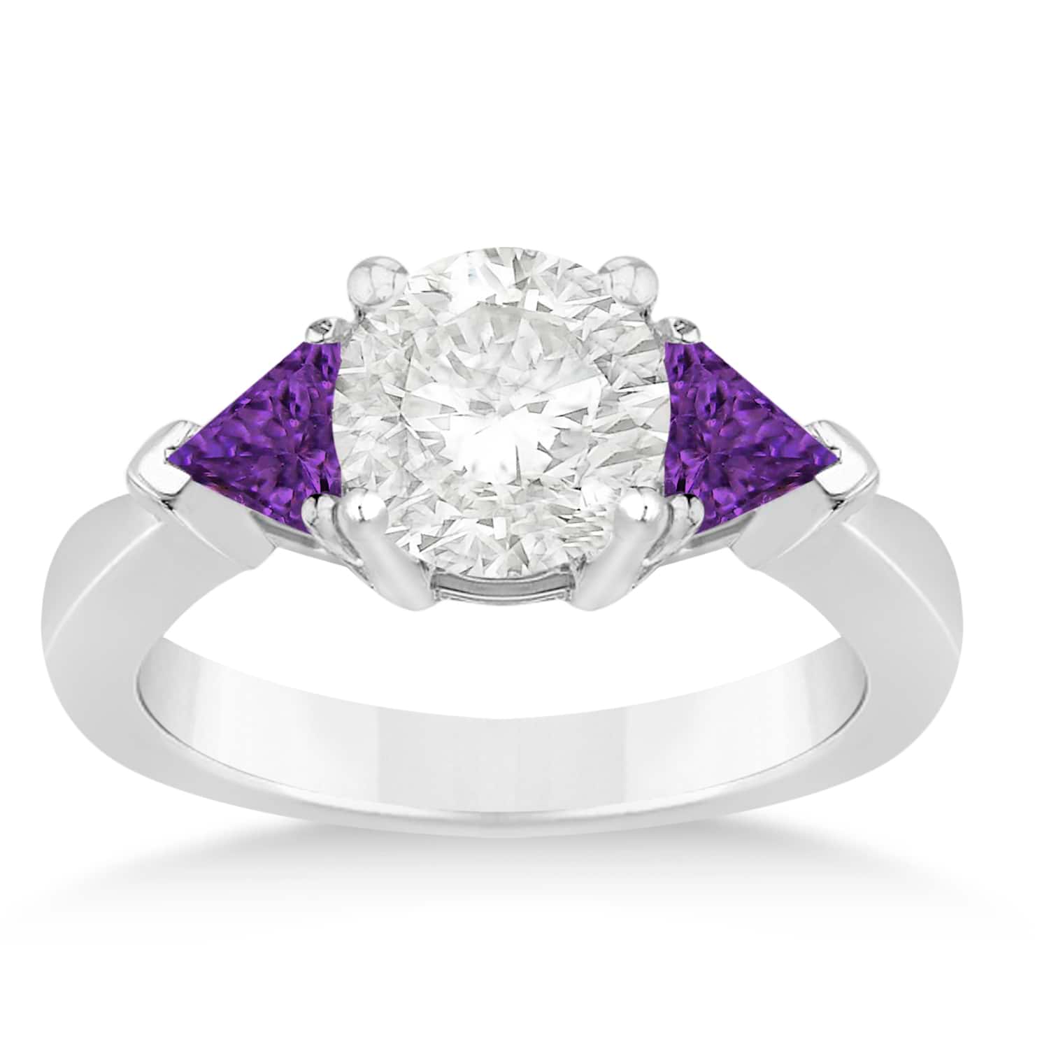 Amethyst Three Stone Trilliant Engagement Ring Platinum (0.70ct)