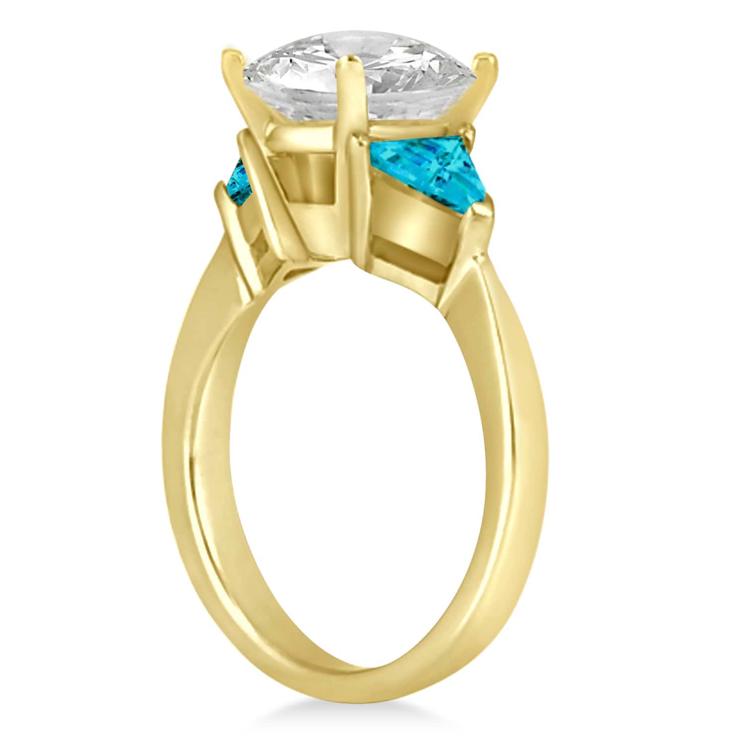 Blue Diamond Three Stone Trilliant Engagement Ring 18k Yellow Gold (0.70ct)