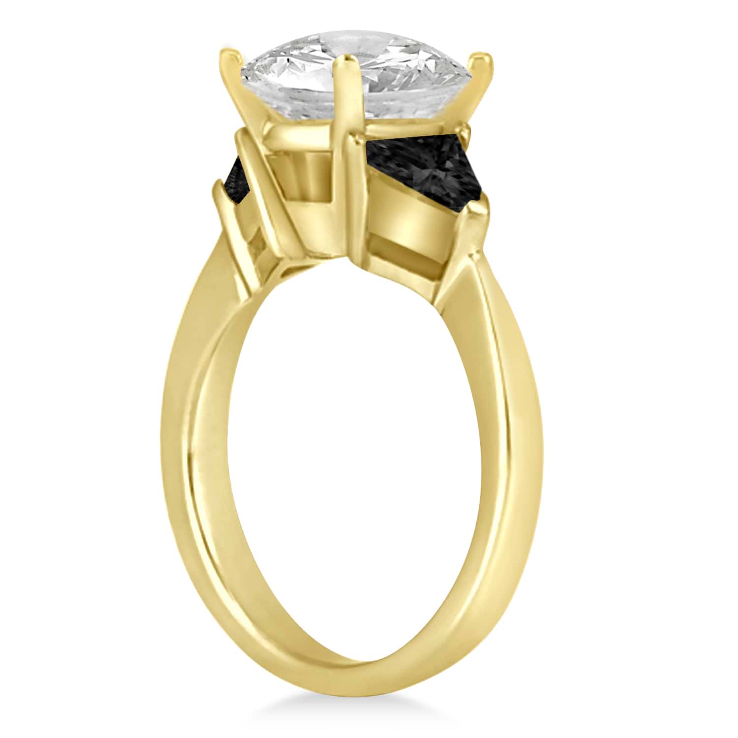 Black Diamond Three Stone Trilliant Engagement Ring 14k Yellow Gold (0.70ct)