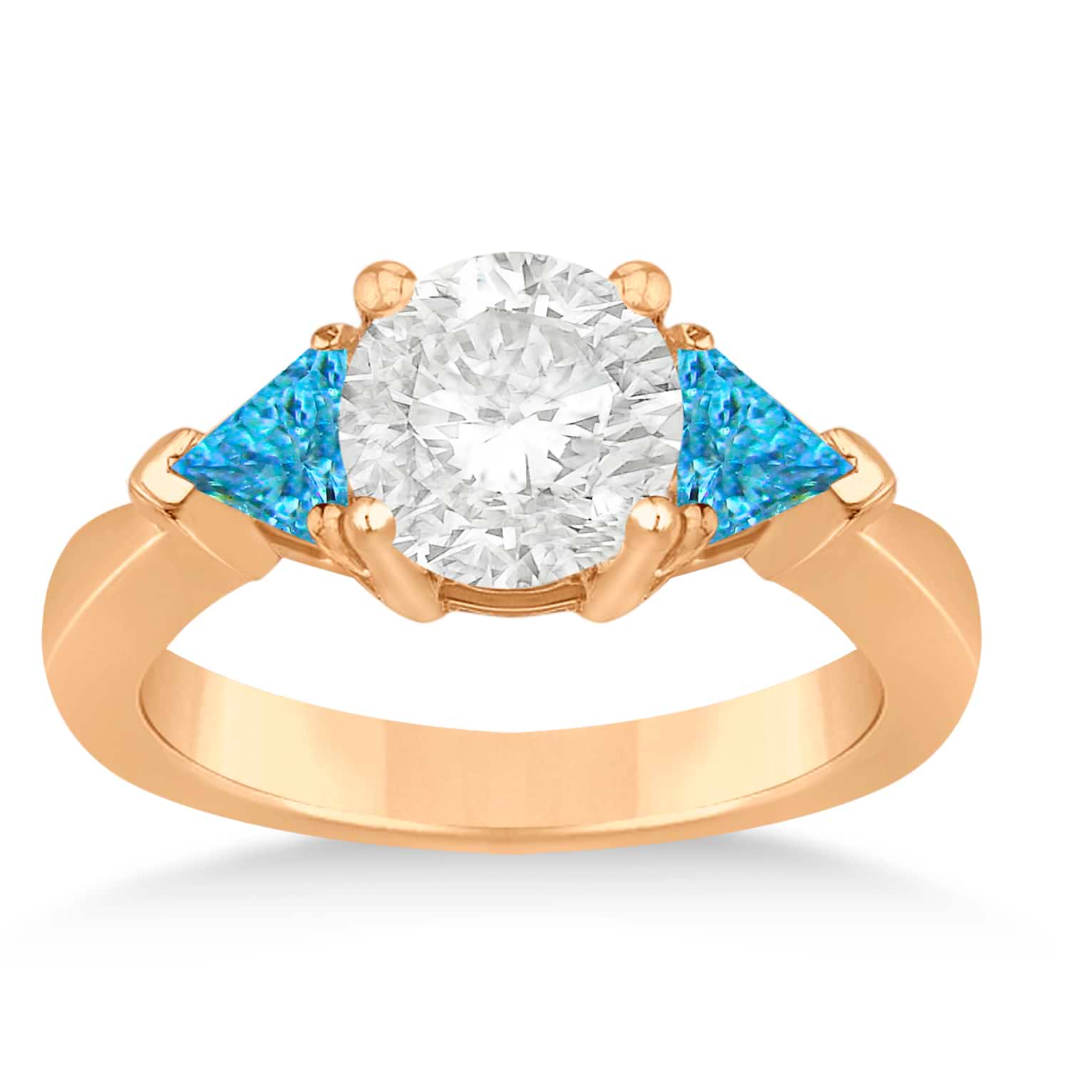 Blue Topaz Three Stone Trilliant Engagement Ring 14k Rose Gold (0.70ct)