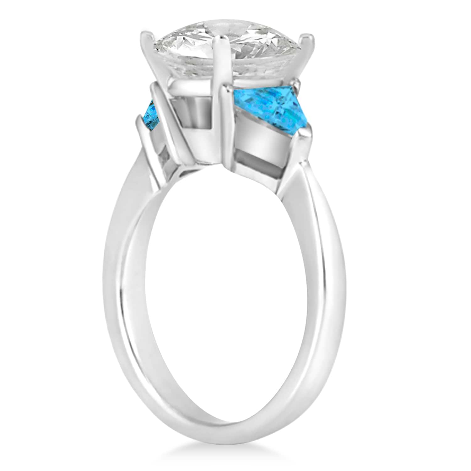 Blue Topaz Three Stone Trilliant Engagement Ring 14k White Gold (0.70ct)