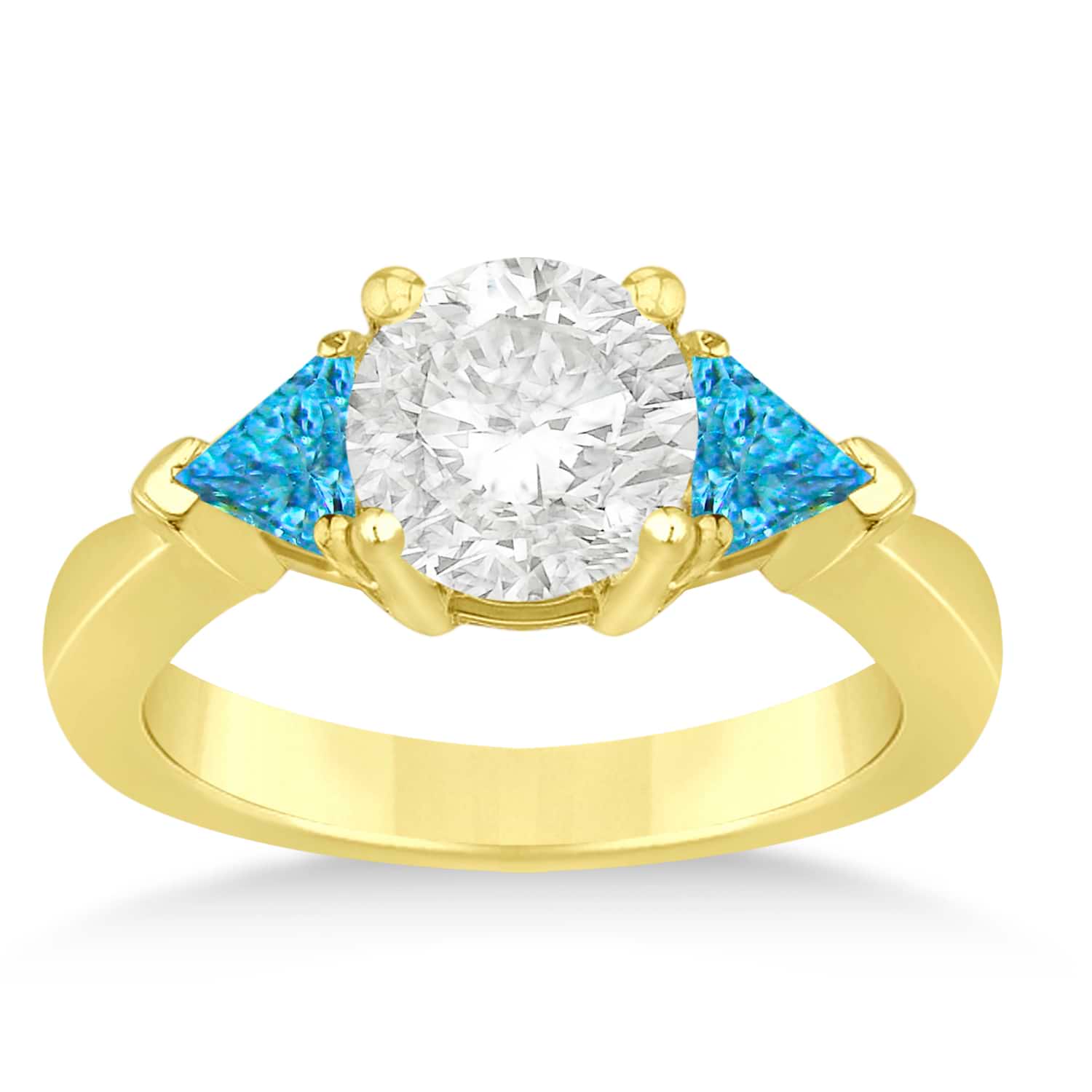 Blue Topaz Three Stone Trilliant Engagement Ring 18k Yellow Gold (0.70ct)