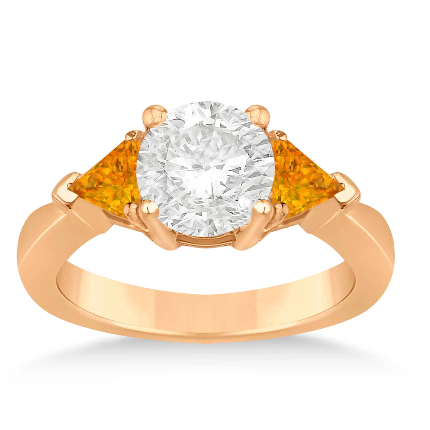 Citrine Three Stone Trilliant Engagement Ring 14k Rose Gold (0.70ct)