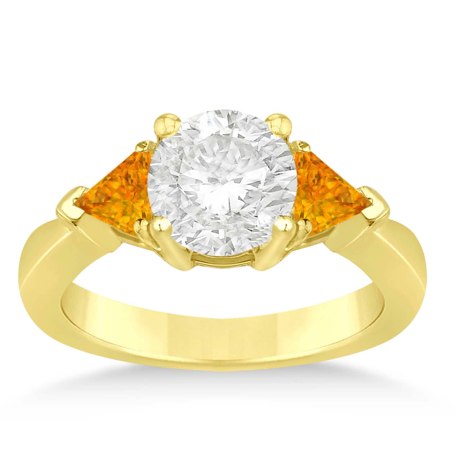 Citrine Three Stone Trilliant Engagement Ring 14k Yellow Gold (0.70ct)