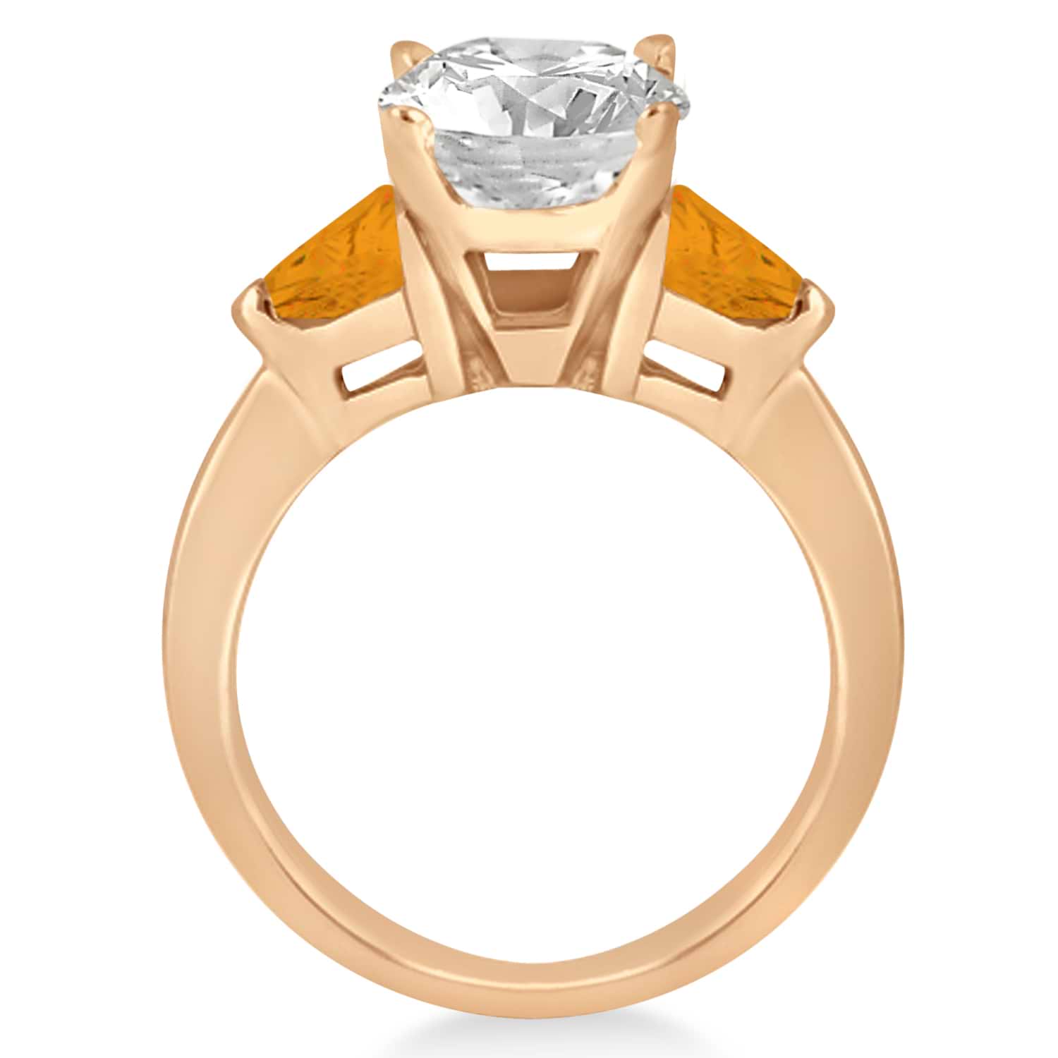 Citrine Three Stone Trilliant Engagement Ring 18k Rose Gold (0.70ct)