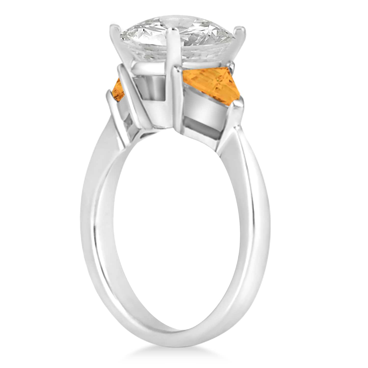 Citrine Three Stone Trilliant Engagement Ring 18k White Gold (0.70ct)
