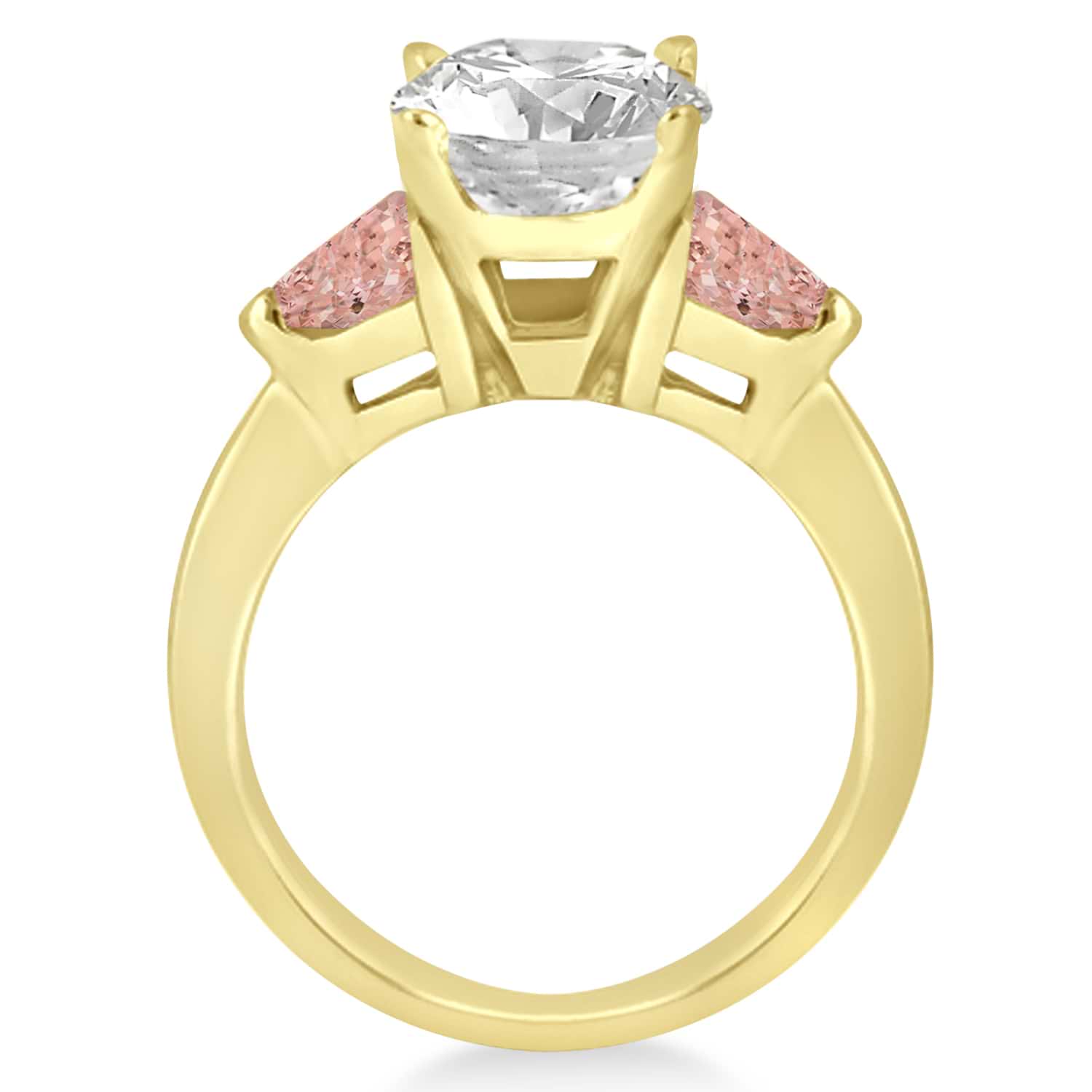 Morganite Three Stone Trilliant Engagement Ring 18k Yellow Gold (0.70ct)
