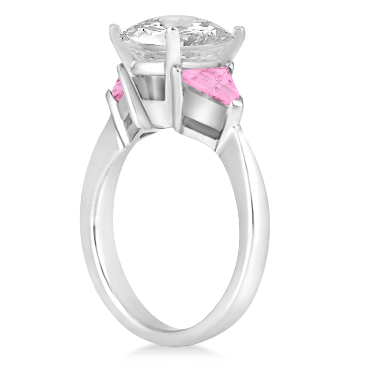 Pink Sapphire Three Stone Trilliant Engagement Ring 14k White Gold (0.70ct)