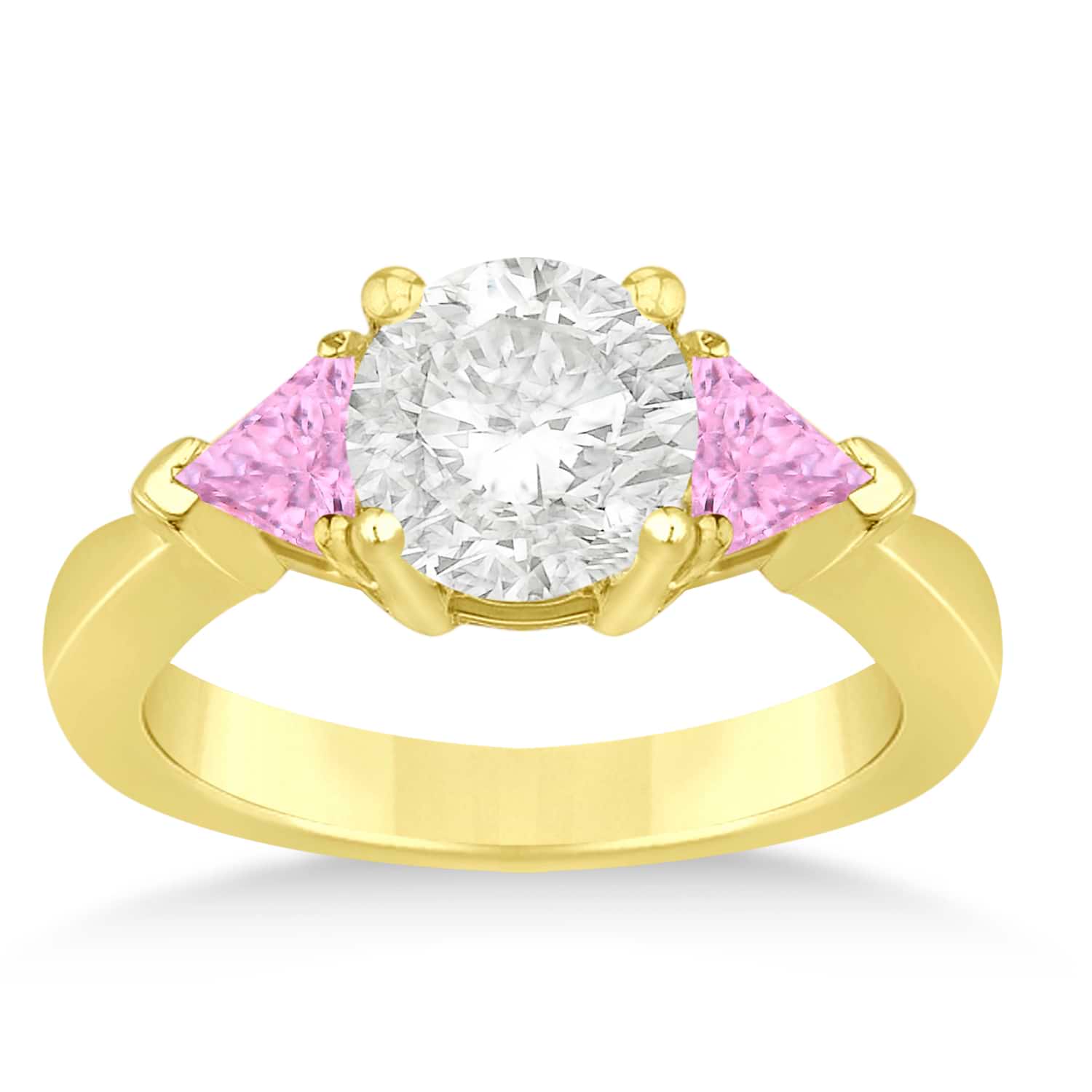 Pink Sapphire Three Stone Trilliant Engagement Ring 14k Yellow Gold (0.70ct)