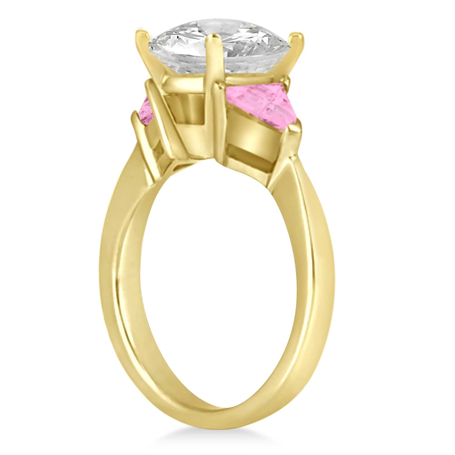 Pink Sapphire Three Stone Trilliant Engagement Ring 14k Yellow Gold (0.70ct)