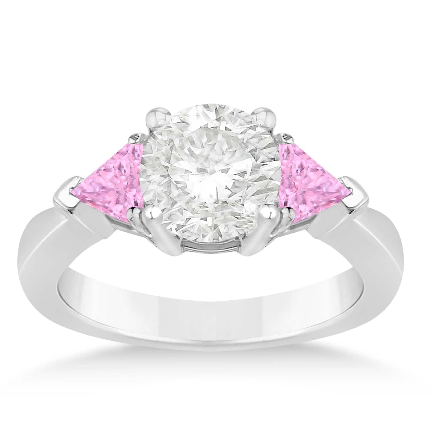 Pink Sapphire Three Stone Trilliant Engagement Ring 18k White Gold (0.70ct)