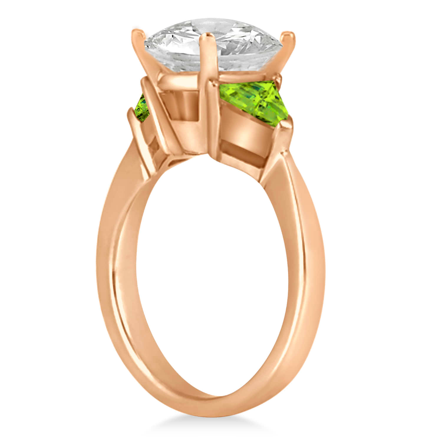 Peridot Three Stone Trilliant Engagement Ring 14k Rose Gold (0.70ct)