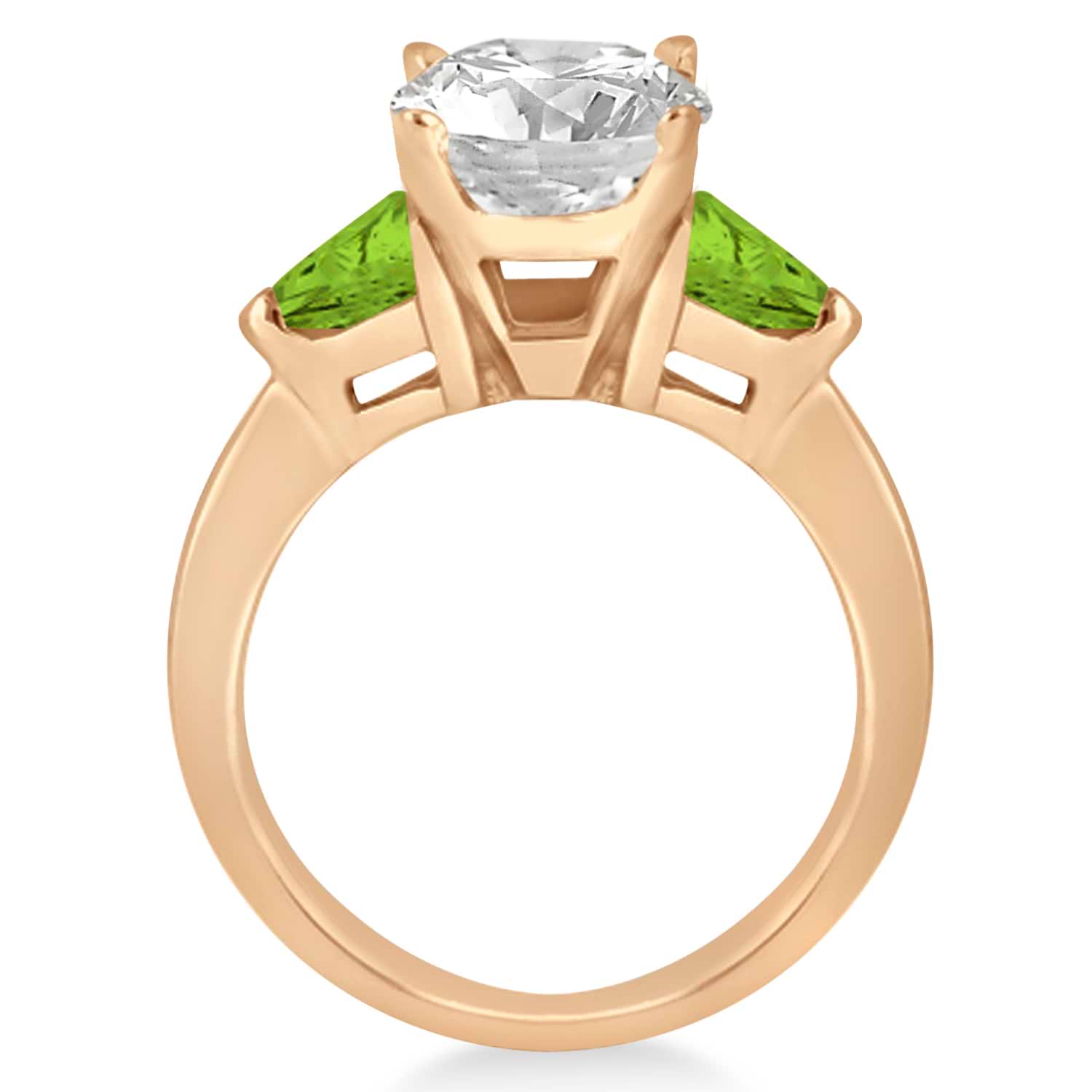 Peridot Three Stone Trilliant Engagement Ring 14k Rose Gold (0.70ct)
