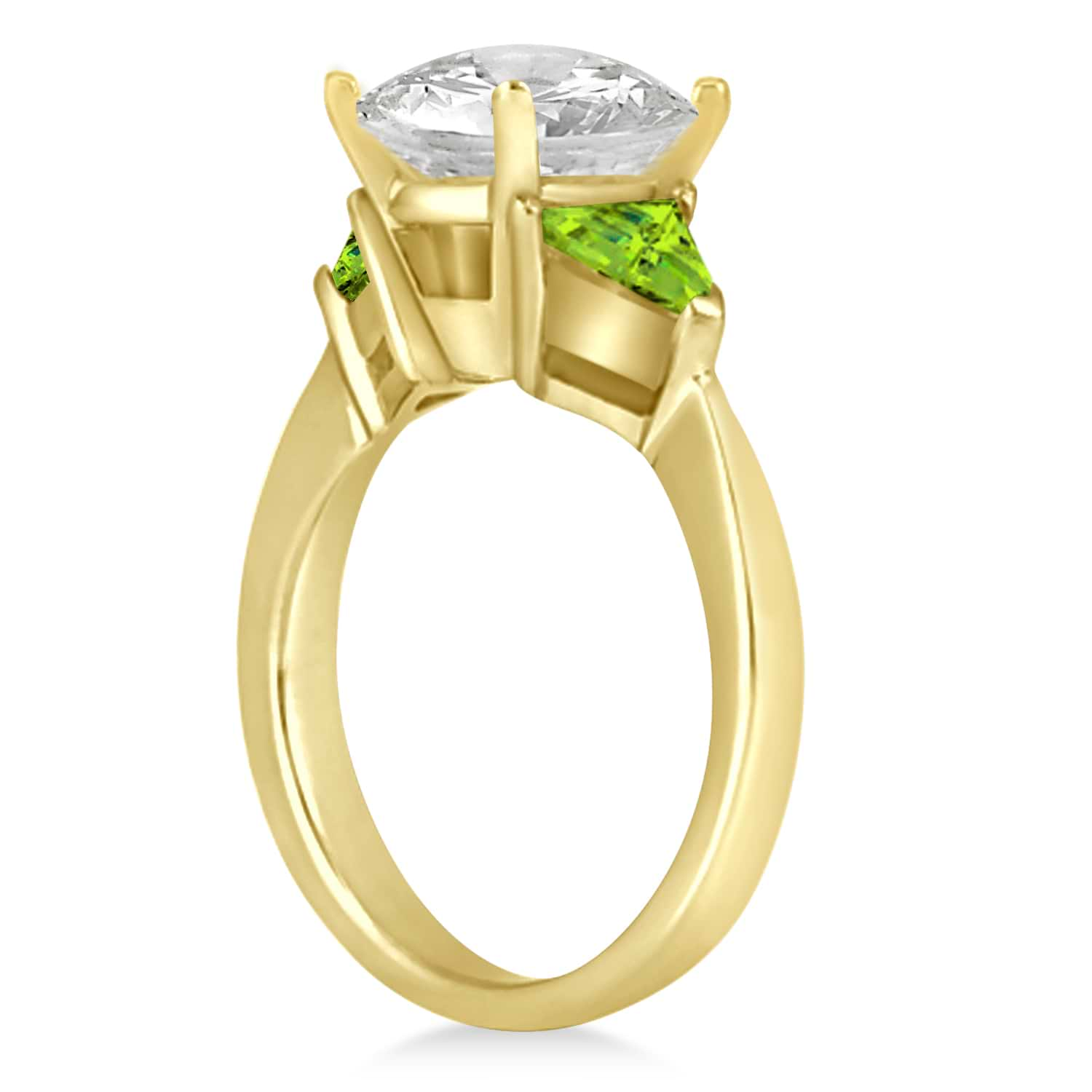 Peridot Three Stone Trilliant Engagement Ring 14k Yellow Gold (0.70ct)