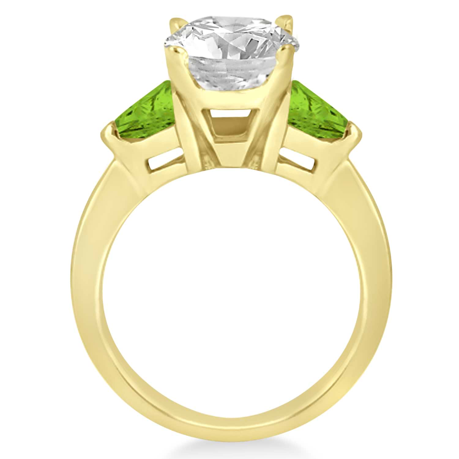 Peridot Three Stone Trilliant Engagement Ring 14k Yellow Gold (0.70ct)