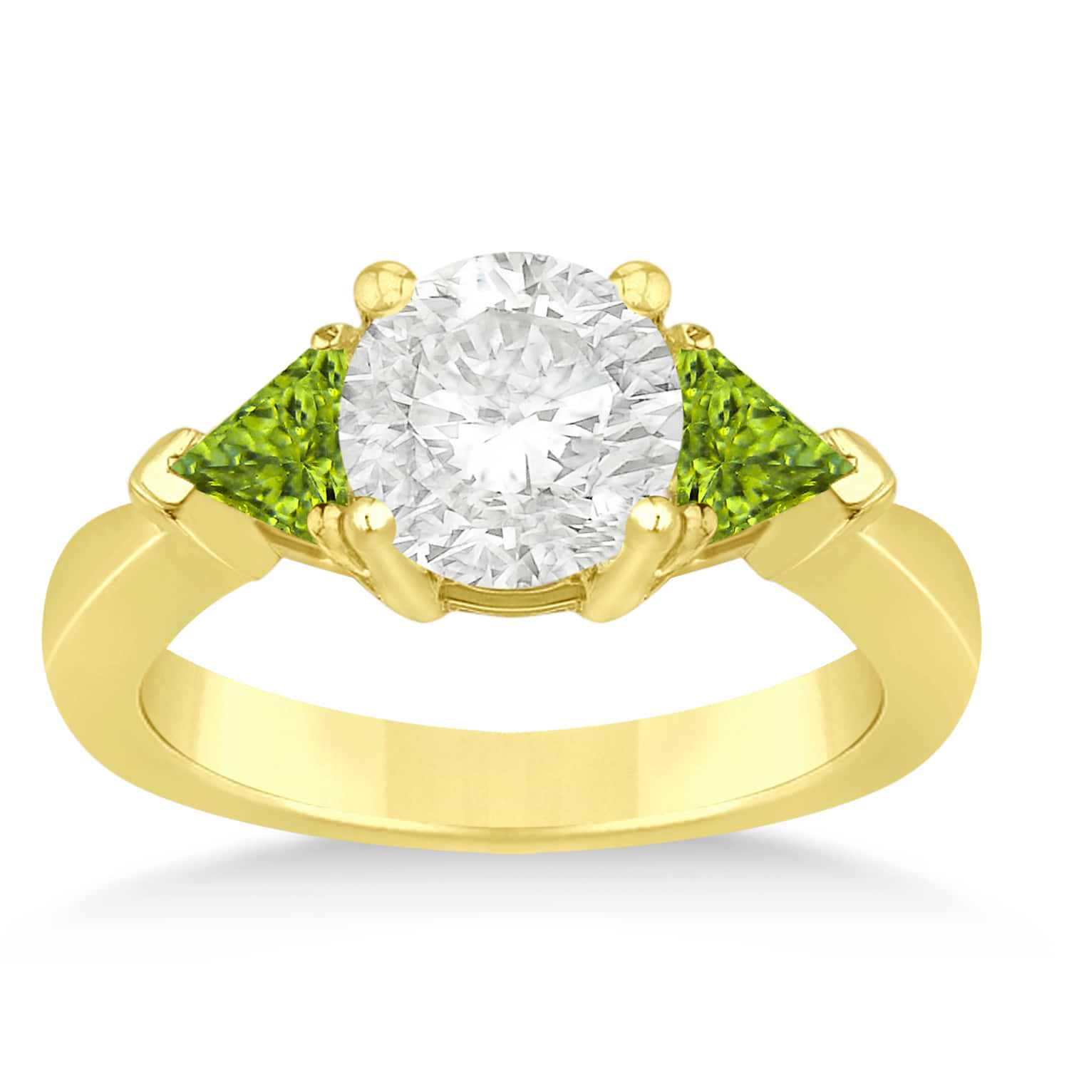Peridot Three Stone Trilliant Engagement Ring 18k Yellow Gold (0.70ct)