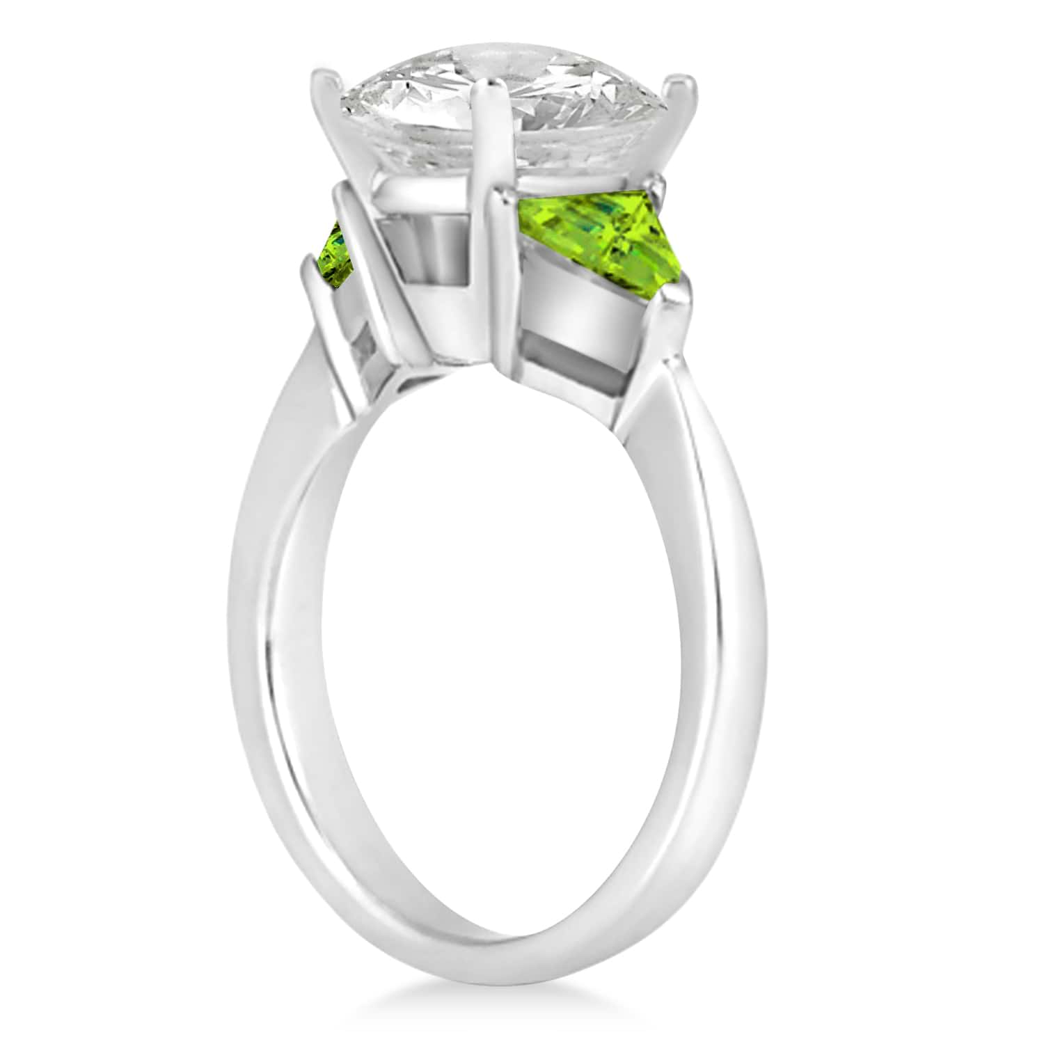 Peridot Three Stone Trilliant Engagement Ring Platinum (0.70ct)