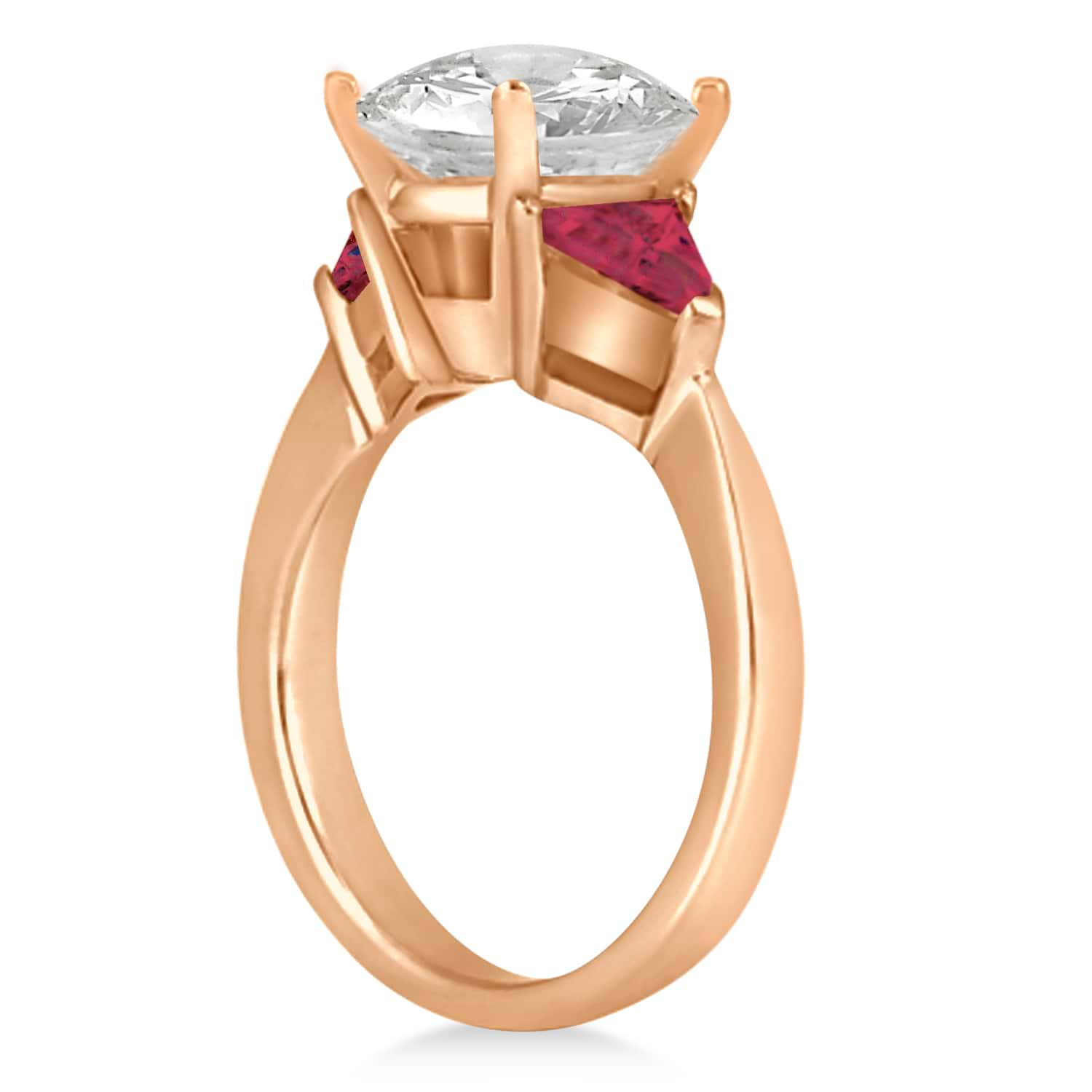 Ruby Three Stone Trilliant Engagement Ring 14k Rose Gold (0.70ct)