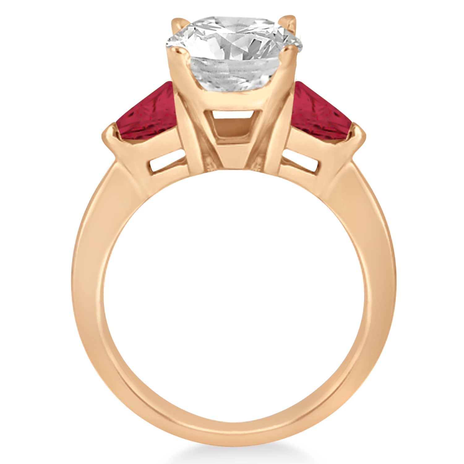 Ruby Three Stone Trilliant Engagement Ring 14k Rose Gold (0.70ct)