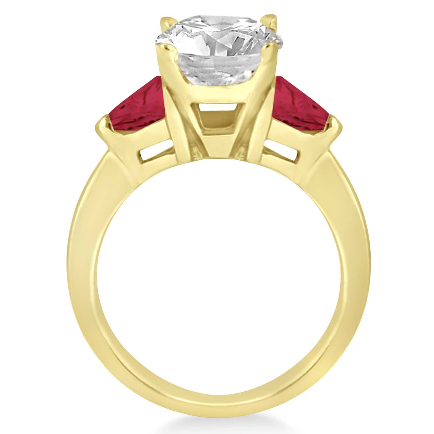 Ruby Three Stone Trilliant Engagement Ring 18k Yellow Gold (0.70ct)
