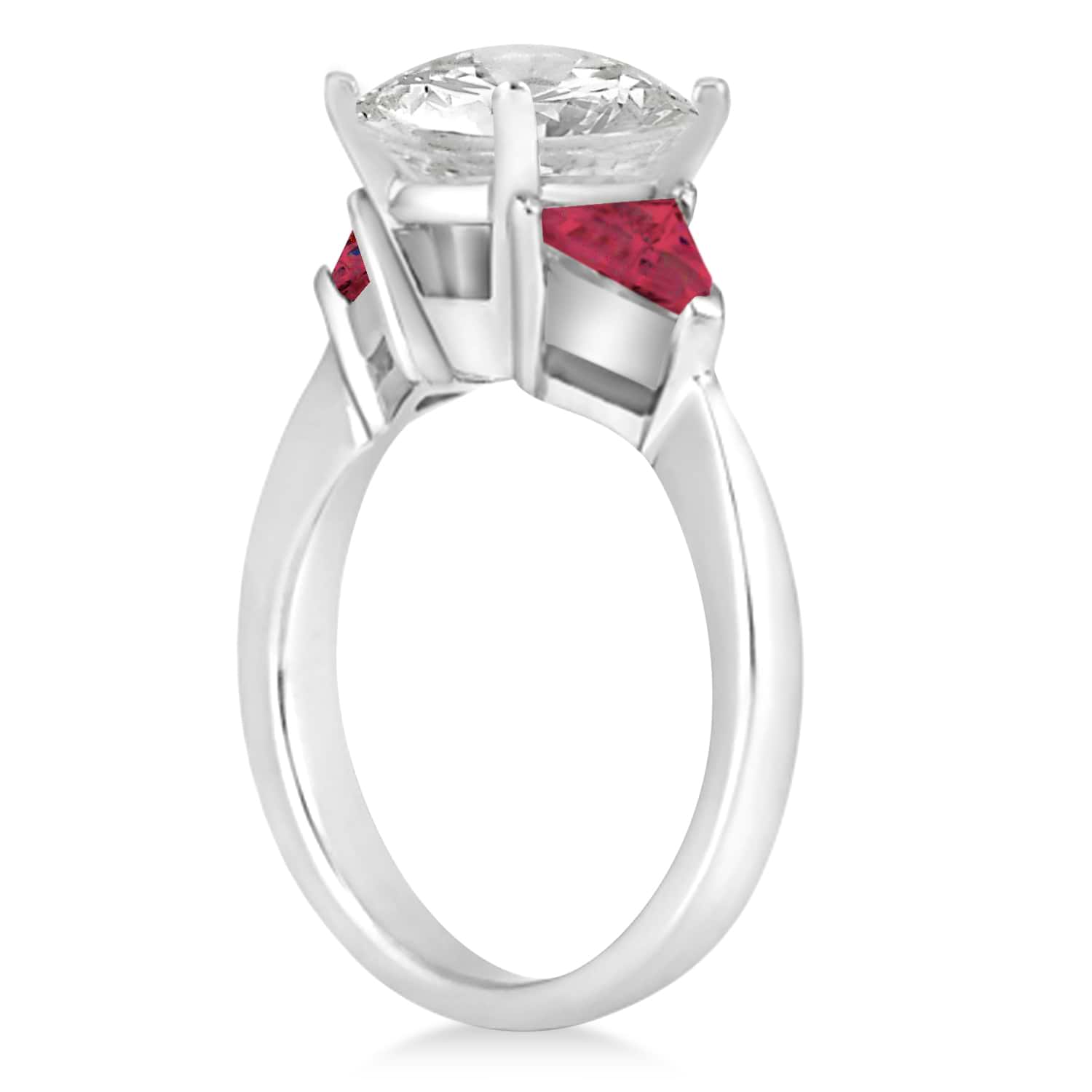 Ruby Three Stone Trilliant Engagement Ring Platinum (0.70ct)