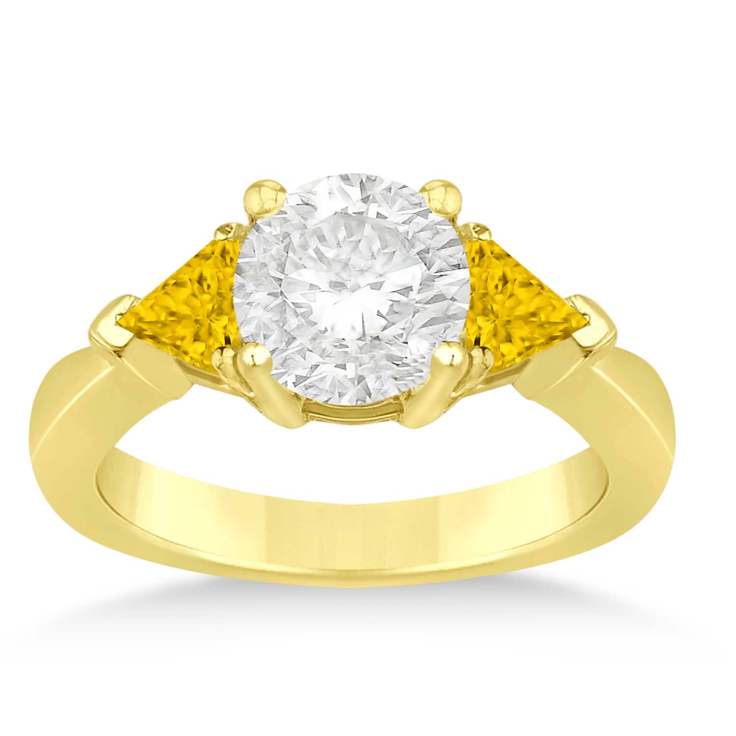 Yellow Sapphire Three Stone Trilliant Engagement Ring 14k Yellow Gold (0.70ct)