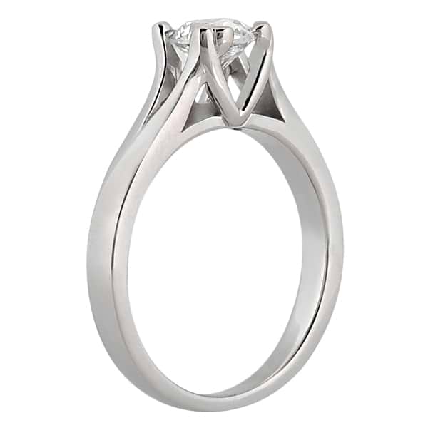 Double Prong Trellis Engagement Ring Setting in 14k White Gold