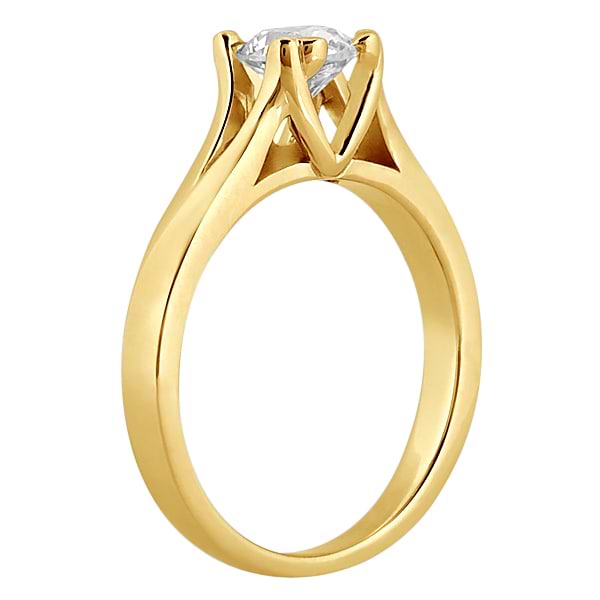 Double Prong Trellis Engagement Ring Setting in 14k Yellow Gold