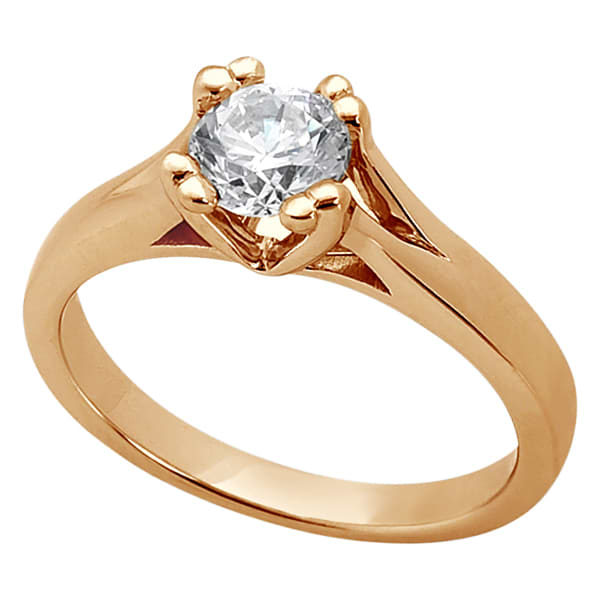 Double Prong Trellis Engagement Ring Setting in 18k Rose Gold