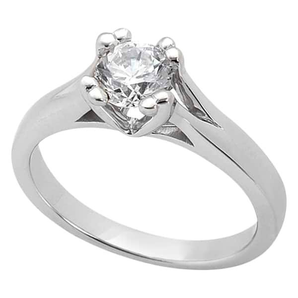Double Prong Trellis Engagement Ring Setting in 18k White Gold