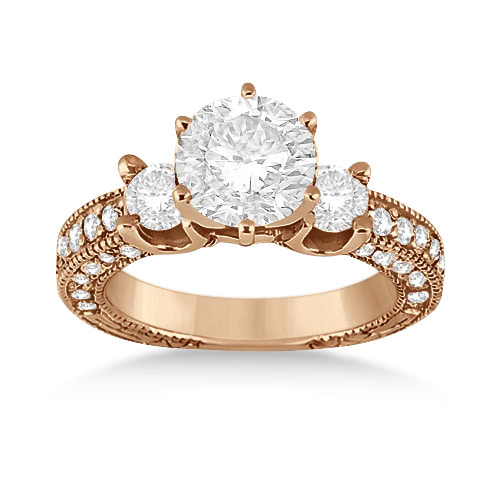 Vintage Three-Stone Diamond Engagement Ring 18k Rose Gold (1.00ct)
