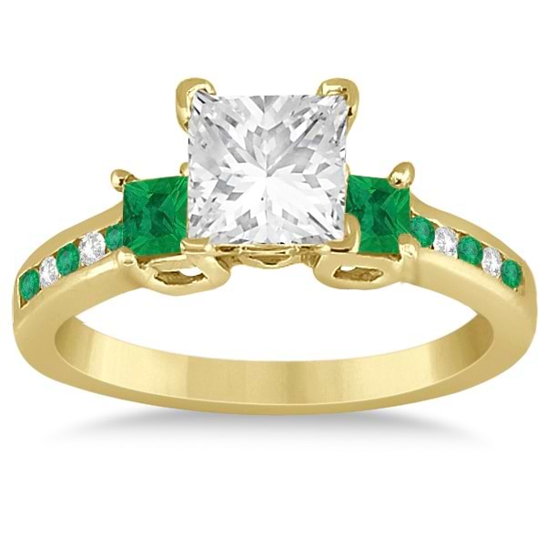 Emerald Three Stone Engagement Ring in 14k Yellow Gold (0.62ct)